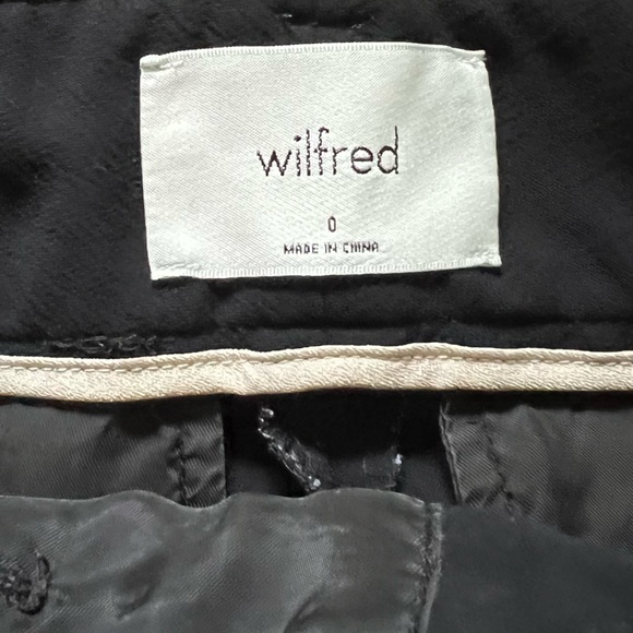 WILFRED / ARITZIA BLACK TIE FRONT HIGH WAISTED BELTED TROUSER PANT SIZE 0 - Picture 7 of 13